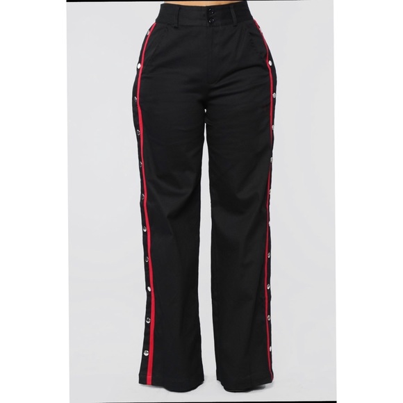 NWT FASHION NOVA BLACK RACER STRIPE PANT - Picture 4 of 5